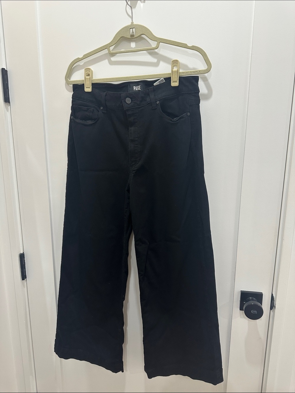 PAIGE ANESSA Black Relaxed Wide-Leg Jeans